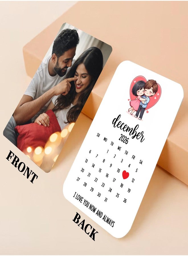 MAKEPHOTOGIFTS بطاقة محفظة مخصصة من MAKEPHOTOGIFTS مع صورة وتاريخ التقويم | بطاقة جيب شخصية مع صورة هدية للحبيب، الحبيبة، الزوج، الزوجة | تذكار للذكرى السنوية، عيد الحب - Image 2